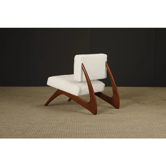 Wood Brazilian Modern Sculptural Rosewood and White Bouclé Lounge Chair, 1960s For Sale - Image 7 of 16