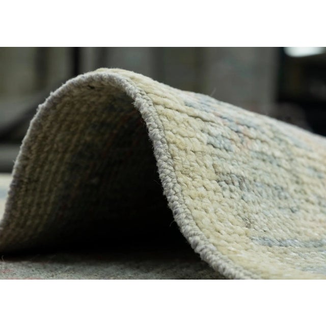 Blue Blue & Cream Turkish Oushak Rug 3'11" x 6'2" For Sale - Image 8 of 9