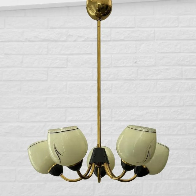 Mid-Century Modern Scandinavian Pendant in Brass and Glass, 1940s For Sale - Image 10 of 10