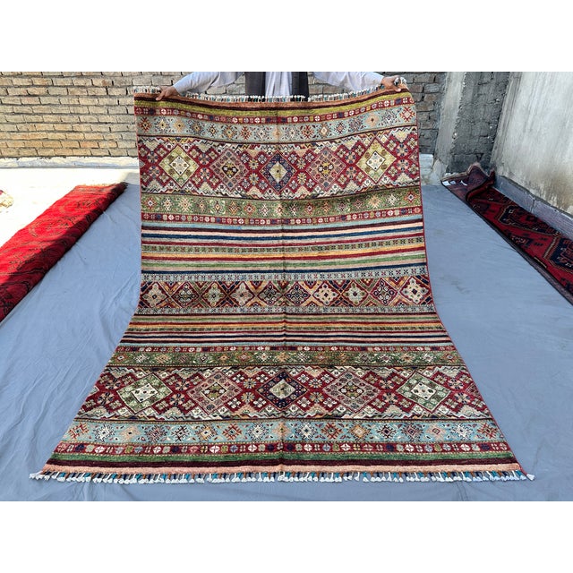 Textile Super Kazak Hand-Knotted Wool Rug - 7'8" X 5'7" For Sale - Image 7 of 14