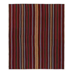 1950s Vintage Persian Kilim in Burgundy With Multicolor Stripes by Rug & Kilim