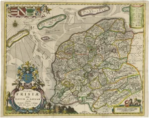 Antique Map of Friesland in the Netherlands attributed to B. Schotanus, 1664