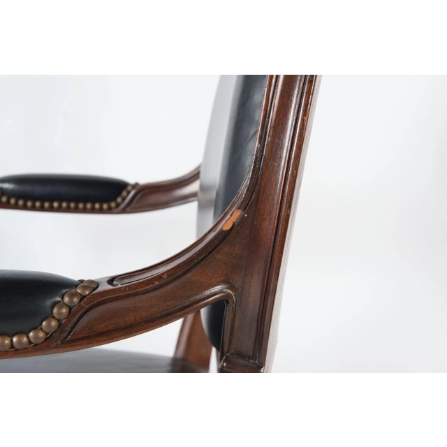 Black French Black Leather Armchair For Sale - Image 8 of 13