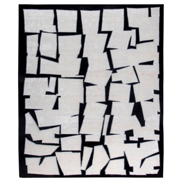 Contemporary Cubist Inspired Handmade Silk and Wool Rug by Doris Leslie Blau For Sale