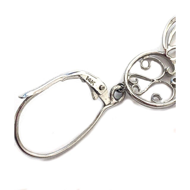 Estate Diamond 14k White Gold Fancy Chandelier Earrings, 2 pieces For Sale In Miami - Image 6 of 6