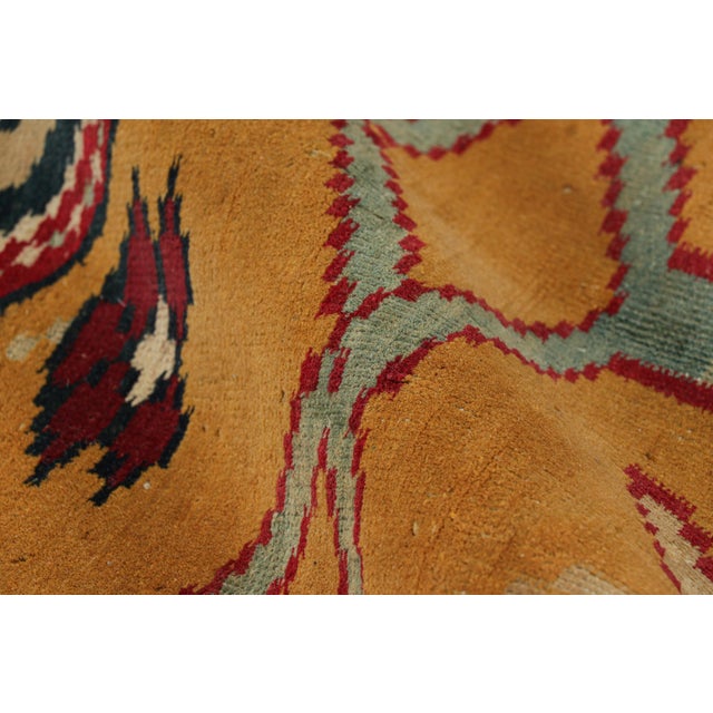 Textile Antique Agra Rug in Gold With Medallion and Floral Patterns, From Rug & Kilim For Sale - Image 7 of 8