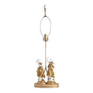 Italian Neoclassical Capodimonte-Style Figural Porcelain Table Lamp "Dancing Muses" For Sale