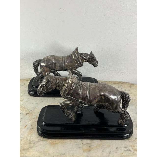 After Jean Joire, Horses, Silvered Bronze, 1930s, Set of 2 For Sale - Image 4 of 15