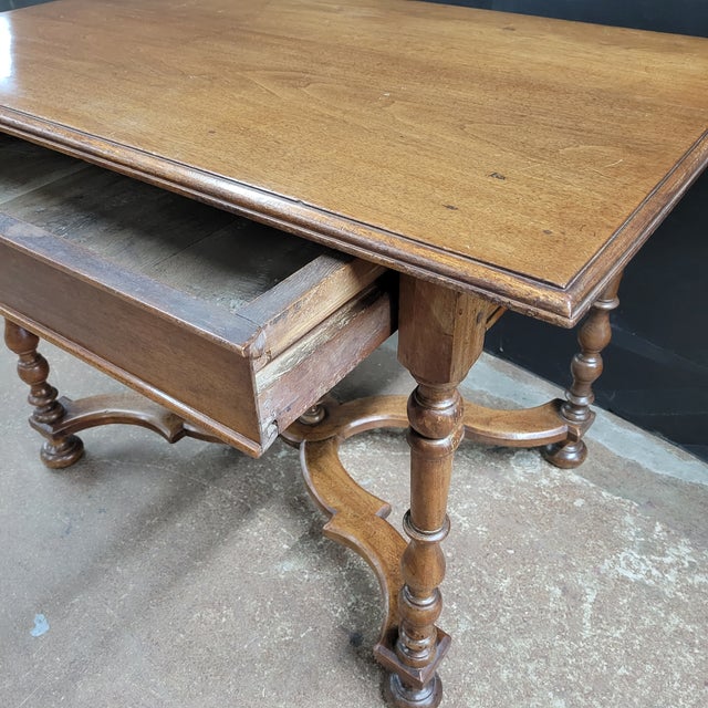 French Provincial French 19th Century Walnut Side Table With X-Stretcher, Turned Legs & a Drawer For Sale - Image 3 of 18