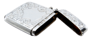 Silver Matchbox with Plant Motifs Surrounding Monogram Card