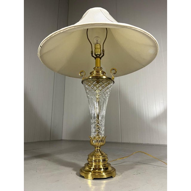 Large Crystal and Brass Table Lamps, 1960s, Set of 2 For Sale - Image 14 of 18