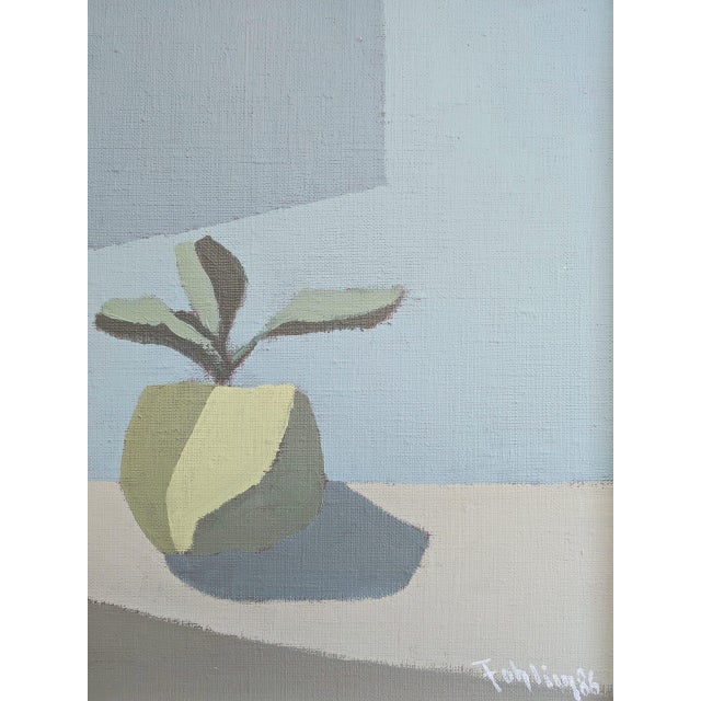 Green 1986 Modernist 'Stylised Fruit' Original Vintage Geometric Still Life Oil Painting, Framed For Sale - Image 8 of 10
