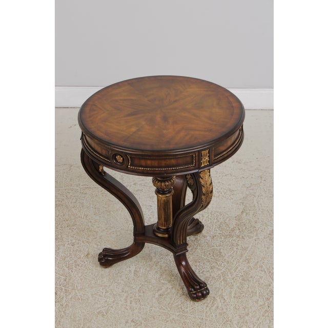 Traditional Maitland Smith Regency Style Mahogany Round Lamp Table For Sale - Image 3 of 15