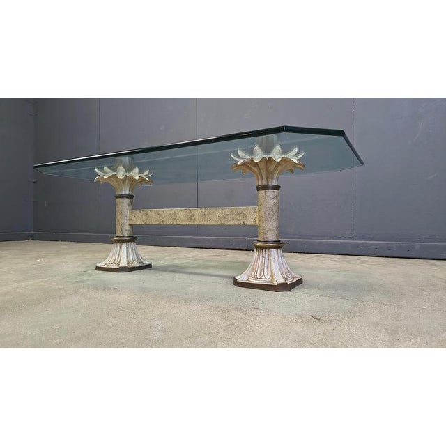 Vintage Cast Iron and Glass Flower Coffee Table, 1960s For Sale - Image 4 of 10