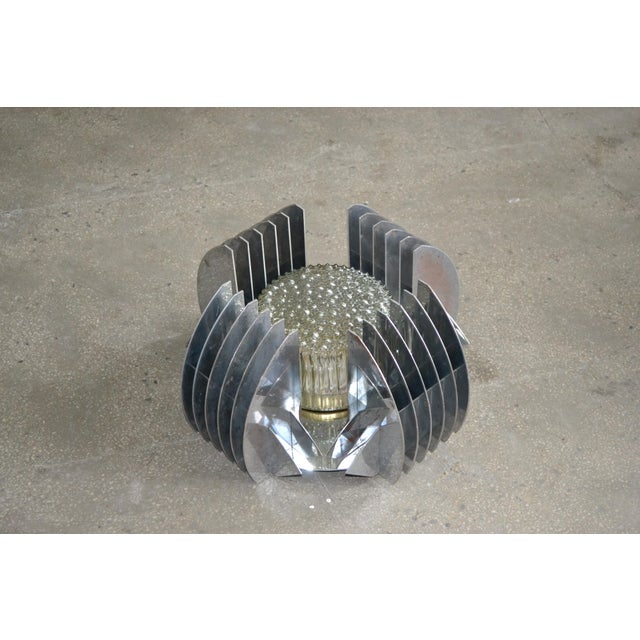 Brutalist Aluminium Ceiling Light with Handmade Textured Glass, 1980 For Sale - Image 14 of 14