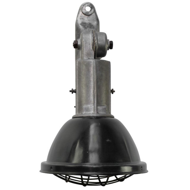 Industrial Vintage Industrial French Black Enamel Factory Wall Light For Sale - Image 3 of 8