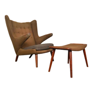 Mid 20th Century Hans Wegner Ap19 Papa Bear Chair + Ottoman