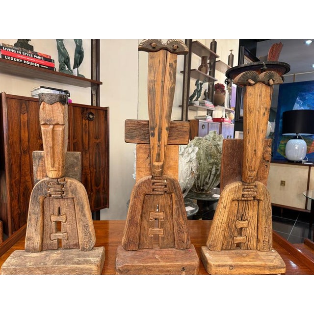Luciano Bertolotto, Carved Primitive Sculptures, 2003, Wood, Set of 3 For Sale - Image 3 of 13