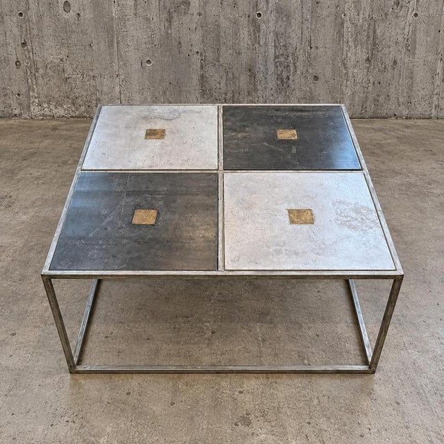 Set of three weighty industrial / brutalist coffee tables Combines robust design with a refined aesthetic Tables are made...