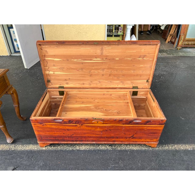 Large Solid Cedar Blanket chest. Sliding tray inside. No name found.
