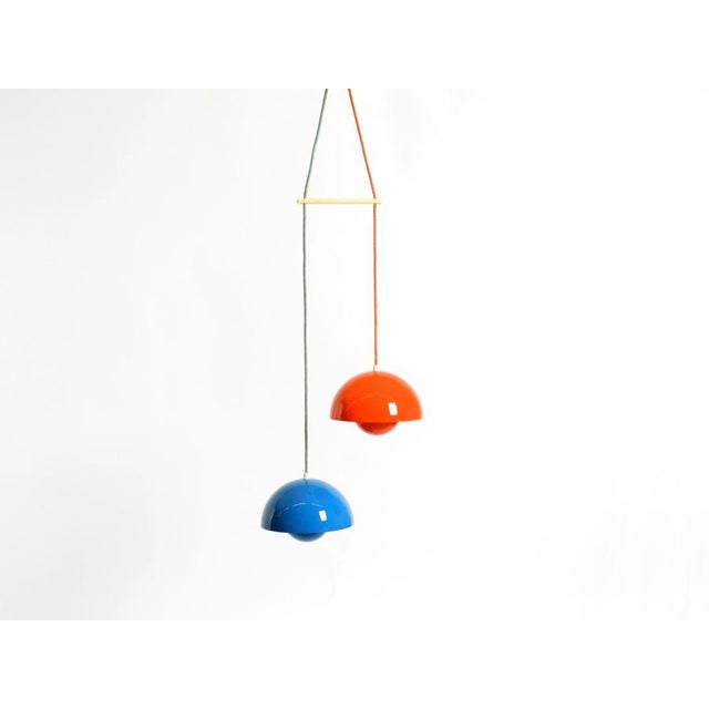 Mid-Century Modern Enamelled Double Shade Flower Pot Pendant Lamp by Verner Panton for Louis Poulsen, Denmark, 1970s For Sale - Image 3 of 18