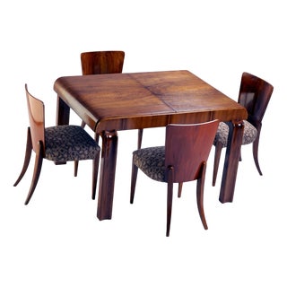 Vintage Extendable Dining Table, 1930s, Set of 5 For Sale