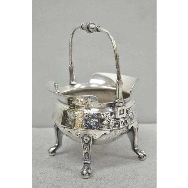 Antique John Carrow English Regency Silver Plated Paw Foot Etched Sugar Bowl For Sale - Image 12 of 12