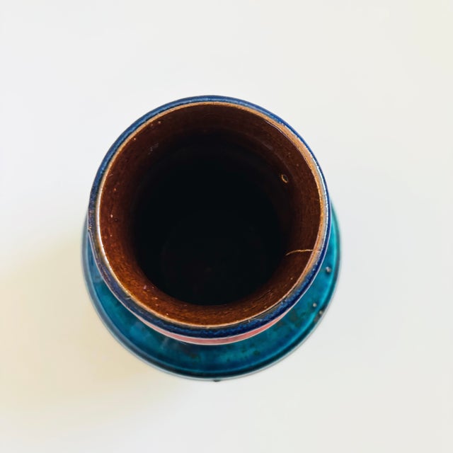 Ceramic Mid Century West German Pottery Vase by Bay Keramik - Red and Blue For Sale - Image 7 of 10