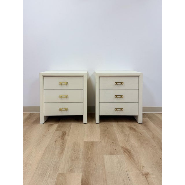 Contemporary Early 20th Century Pair of Mitchell Gold + Bob Williams White Nightstands, Red Drawers For Sale - Image 3 of 14