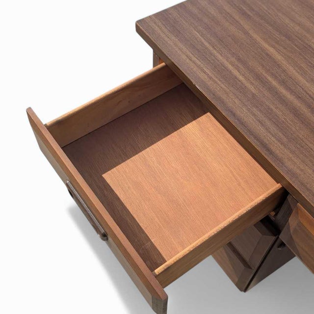 Chestnut Mid-Century Desk – Laminate Top Desk, Vintage Wooden Desk, Retro Office Desk, Stylish Work Desk For Sale - Image 8 of 18