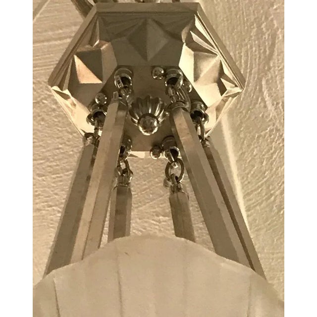 1920s French Art Deco Round Chandelier Signed by Degue For Sale - Image 5 of 8