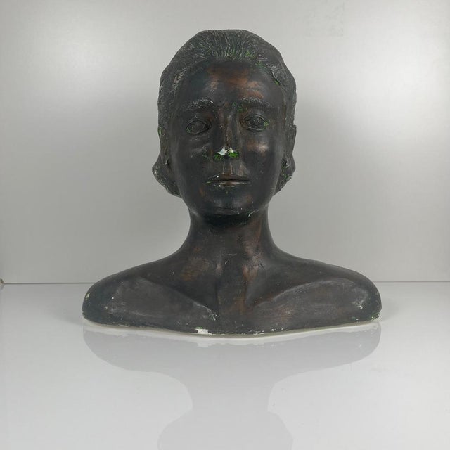 Neoclassical Style Plaster Bust of a Woman by M. Mongey, 20th Century For Sale - Image 11 of 17