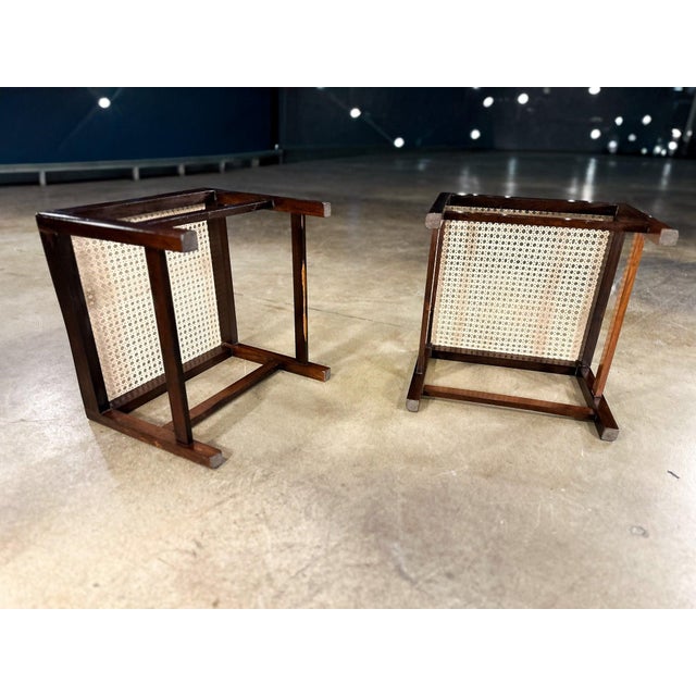 Pair of Brazilian Modern Stools in Rosewood and Cane, Liceu De Artes, 1960s For Sale - Image 12 of 15