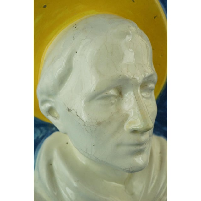 Ceramic Sculpture Medallion Plaque of Saint Francis, 1930s For Sale - Image 10 of 18