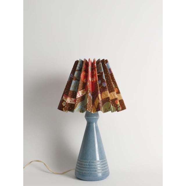 Dusty Blue Ceramic Table Lamp from Rörstrand, 1986 For Sale - Image 3 of 12