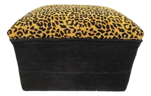 Custom Made Velvet Animal Print Ottoman/Footstool 13" H