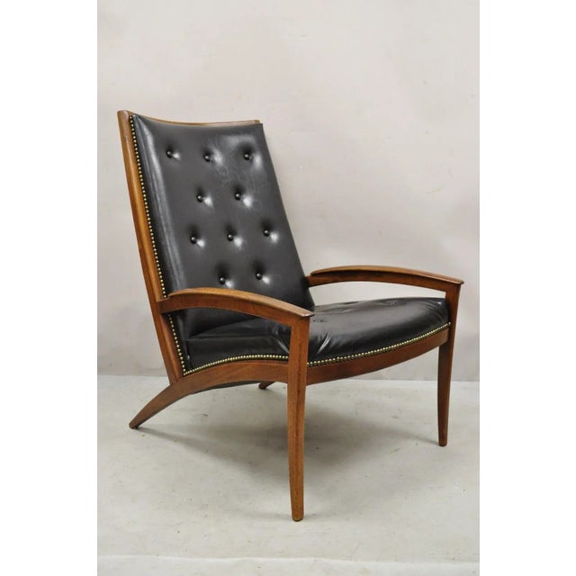 Mid-Century Modern Barney Flagg for Drexel Parallel Walnut Sculpted Lounge Chair and Ottoman For Sale - Image 3 of 13