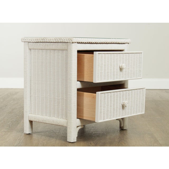 Henry Link Vintage White Wicker 2 Drawer Nightstand Chairish