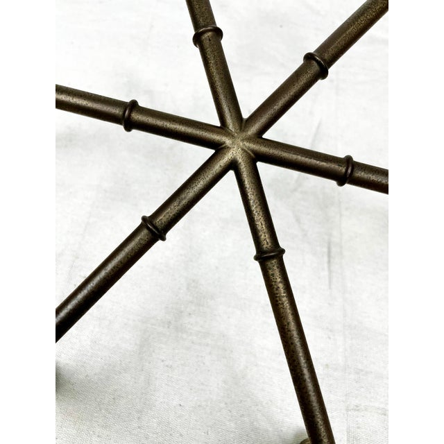 Vintage Mastercraft Brass Hexagonal Faux Bamboo Side Table For Sale - Image 11 of 11