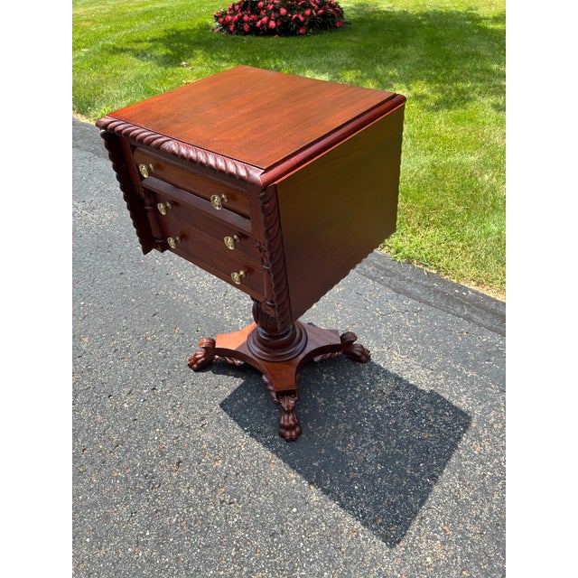 Early 20th Century Mahogany Empire Styled Sewing Cabinet For Sale - Image 4 of 9