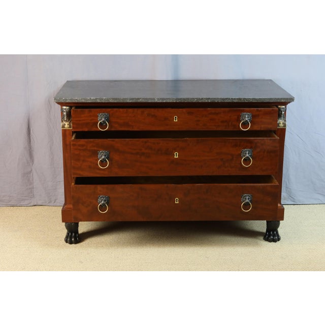 Wood Antique Empire Chest of Drawers, 1800s For Sale - Image 7 of 13