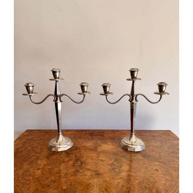 1900 - 1909 Antique Edwardian Silver Plated Candelabras, 1900, Set of 2 For Sale - Image 5 of 6
