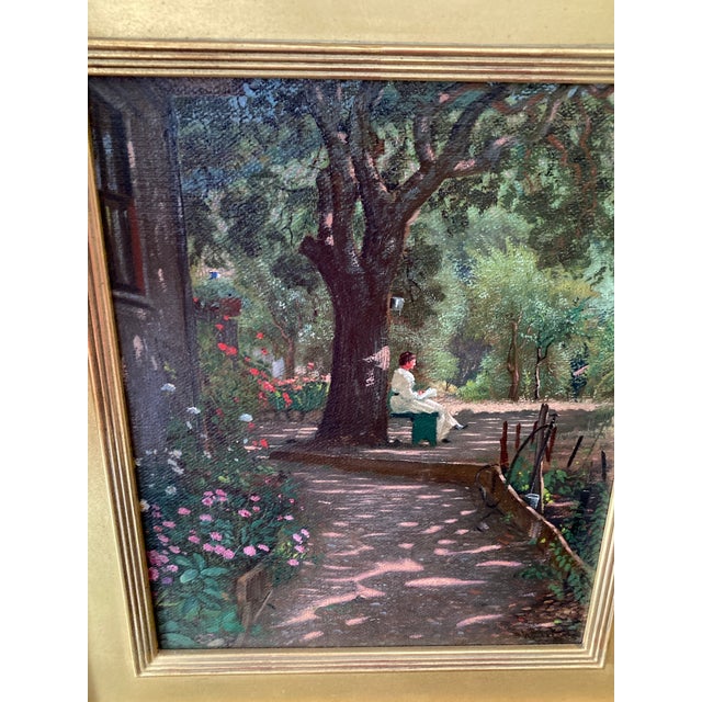 Important American Heritage Art Walter I. Cox 1866 - 1930 Lady Under a Tree Signed W.I.Cox. (Lower Right) Oil on Board Americana For Sale - Image 9 of 10