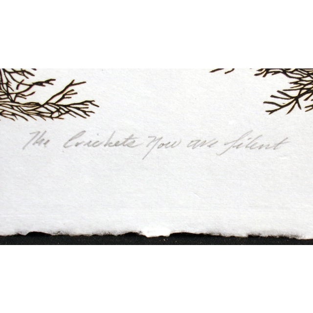 1980s Contemporary Philip M. Smith "The Crickets Now Are Silent" Hand Signed Vintage Woodcut Art Print For Sale - Image 5 of 6