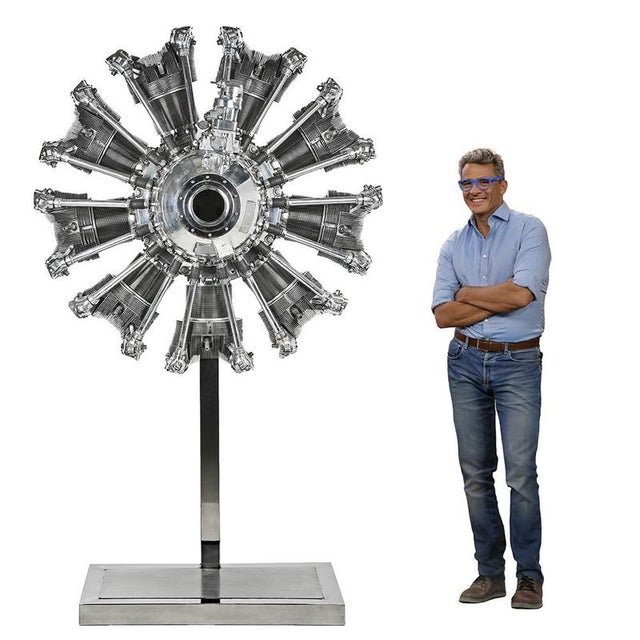 Polish Chrome-Plated and Stand-Mounted Aircraft Engine from WSK For Sale - Image 4 of 12