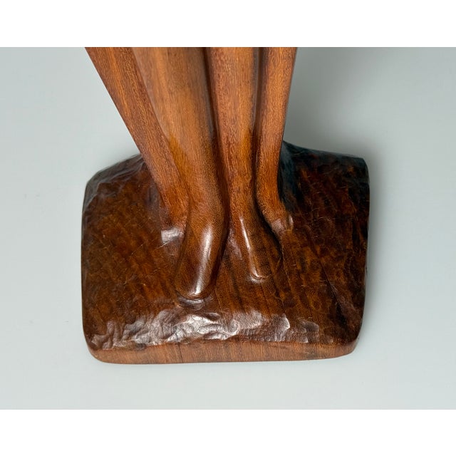 Large Mid-Century Hand-Carved Sculpture of a Woman with Boat and Paddle, 1960s, Teak For Sale - Image 10 of 18
