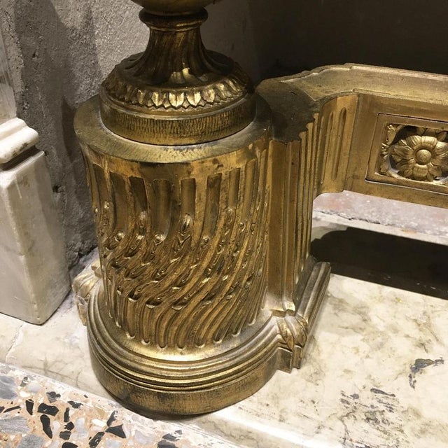 Mid-18th Century Neoclassical Bronze and Iron Andirons, France, Set of 2 For Sale - Image 15 of 17