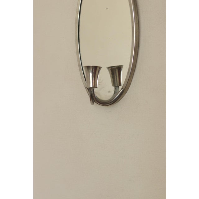 Mid-Century Swedish Pewter Sconces with Mirror by Svenskt - Tenn, Set of 2 For Sale - Image 6 of 13