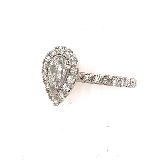 Silver Diamond Engagement Ring 14k White Gold 0.90 TCW Certified For Sale - Image 8 of 11