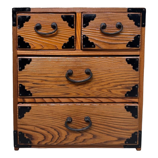 Vintage Japanese Wooden Jewellery Cabinet with Four Drawers, 1970s For Sale